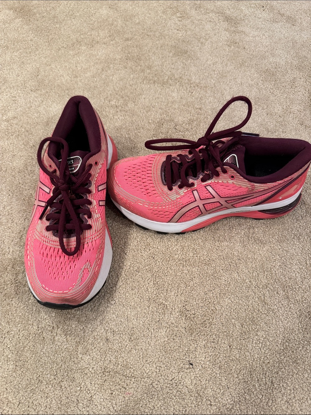 ASICS Pink and Burgundy Women's Athletic Running Shoes